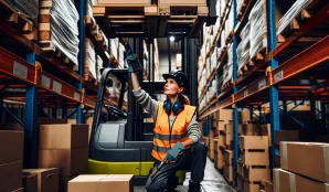 Image that illustrates Occupational Overview: Telescopic Forklift Operator in Warehouse