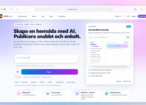 Bild som illustrerar Skapa en professionell hemsida med AI – därför byggde jag Deffe.com